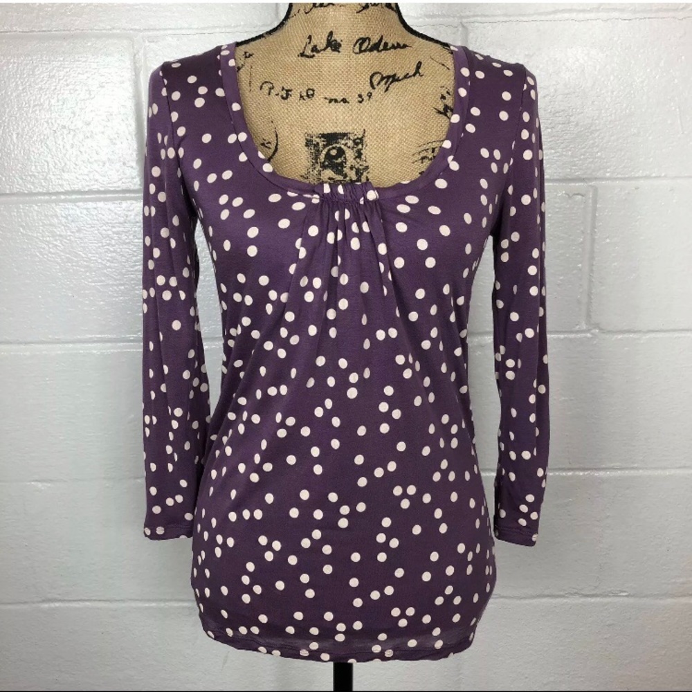 Boden Purple Polka Dot Top size 4 3/4 sleeves
